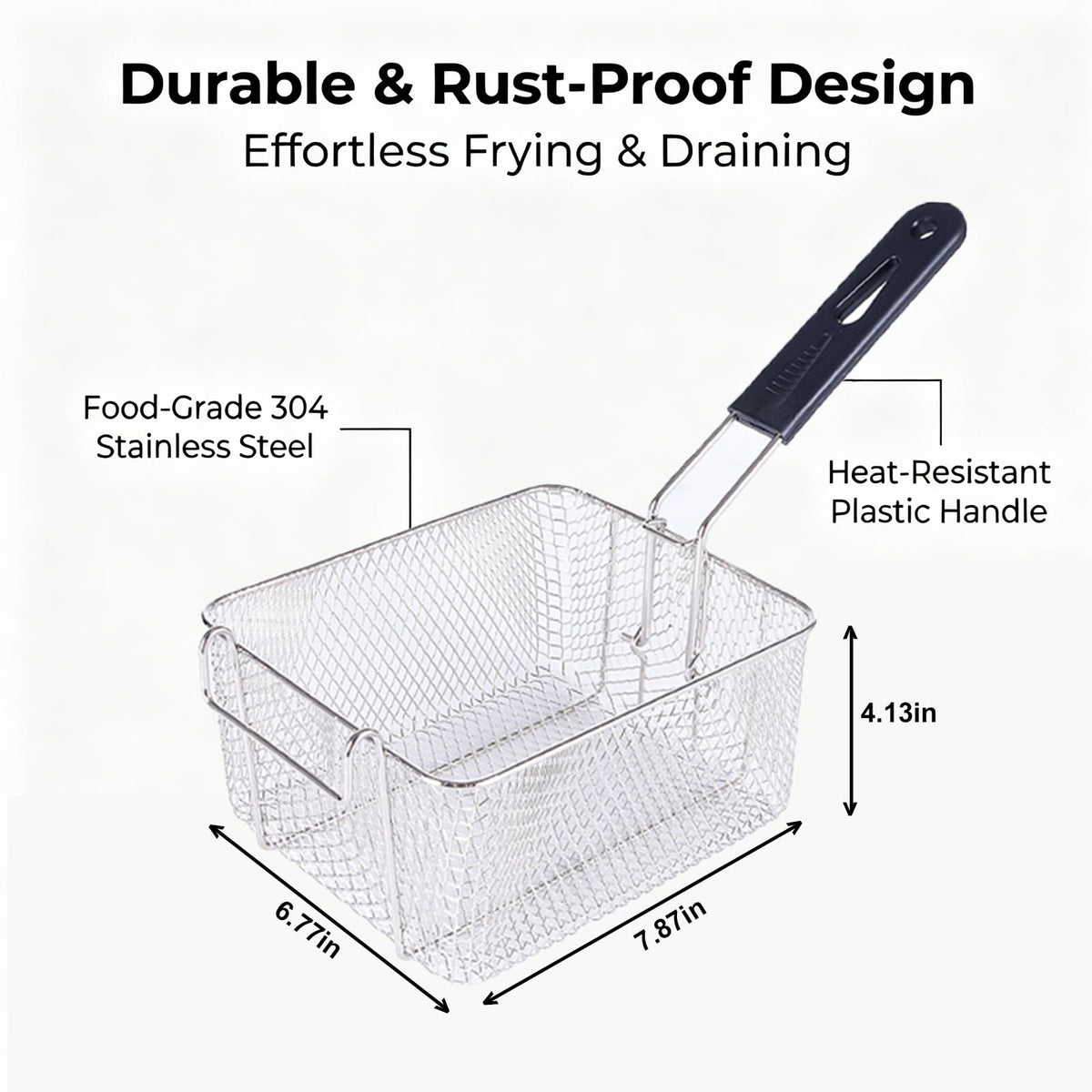 Stainless Steel Fry Basket with Detachable Handle J77513