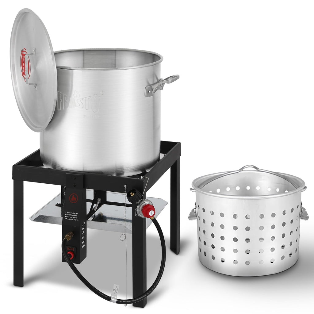 60QT Seafood Boil Pot with Basket and Burner O474