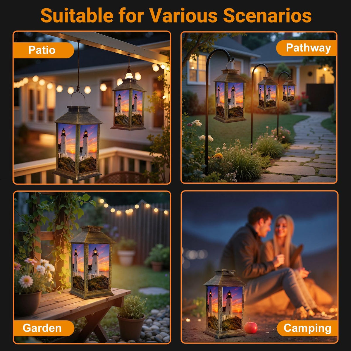 Solar Lantern Outdoor Waterproof LED Hanging Solar Lights U67710