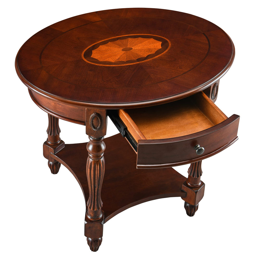 Solid Wood Oval End Table with Drawer C8772