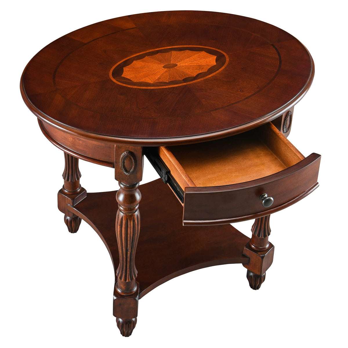 Solid Wood Oval End Table with Drawer C8772