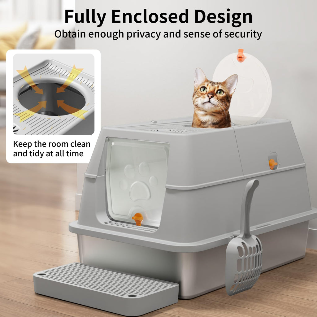 Stainless Steel XL Cat Litter Box with Lid W944