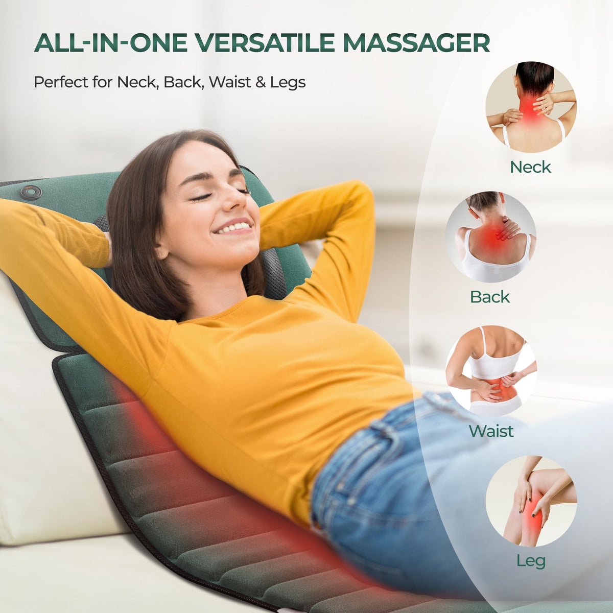 Full Body Massage Mat with Heat, 10 Motors, Detachable Massager Pad Z424
