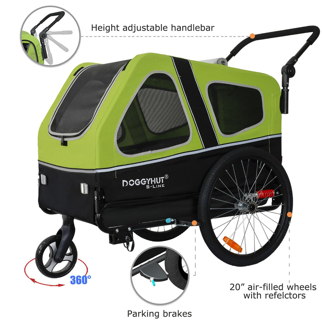 XL Pet Bike Trailer & Stroller with Suspension Wheels J81757
