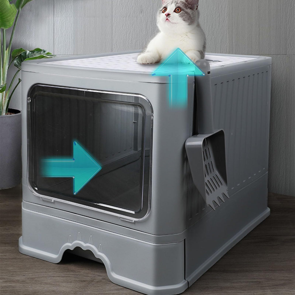 Enclosed Foldable Cat Litter Box with Lid C6122
