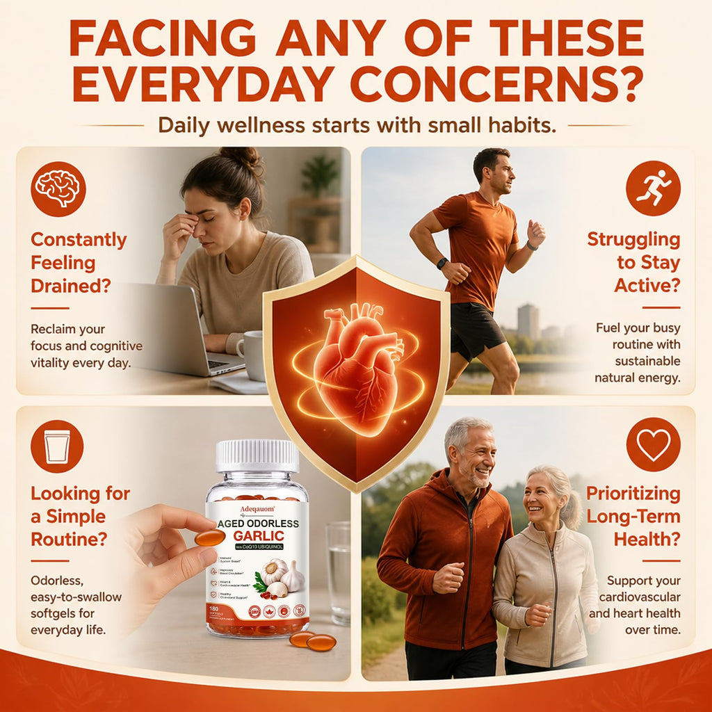 Aged Garlic Extract 1200 mg Softgels with CoQ10 Ubiquinol & Vitamin K2 180 Counts D204