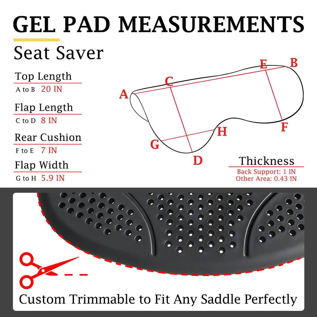 Silicone Gel Non Slip Shock Absorbing Horse Saddle Pad J695