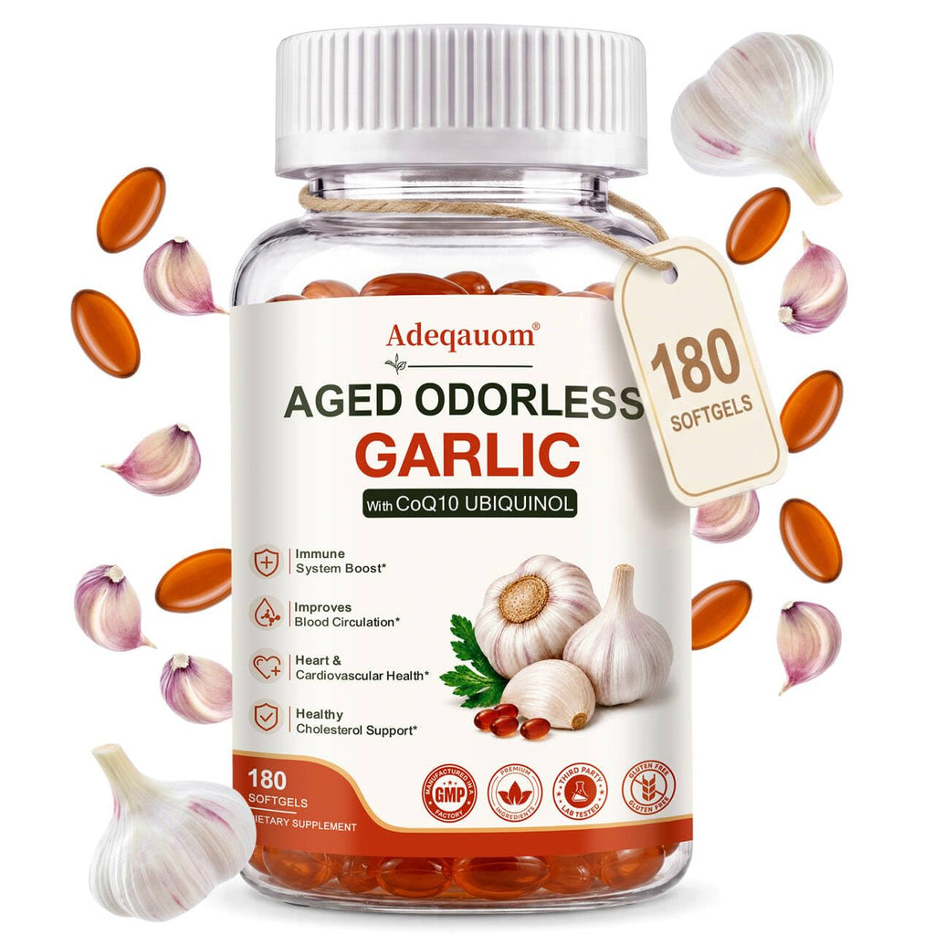 Aged Garlic Extract 1200 mg Softgels with CoQ10 Ubiquinol & Vitamin K2 180 Counts D204