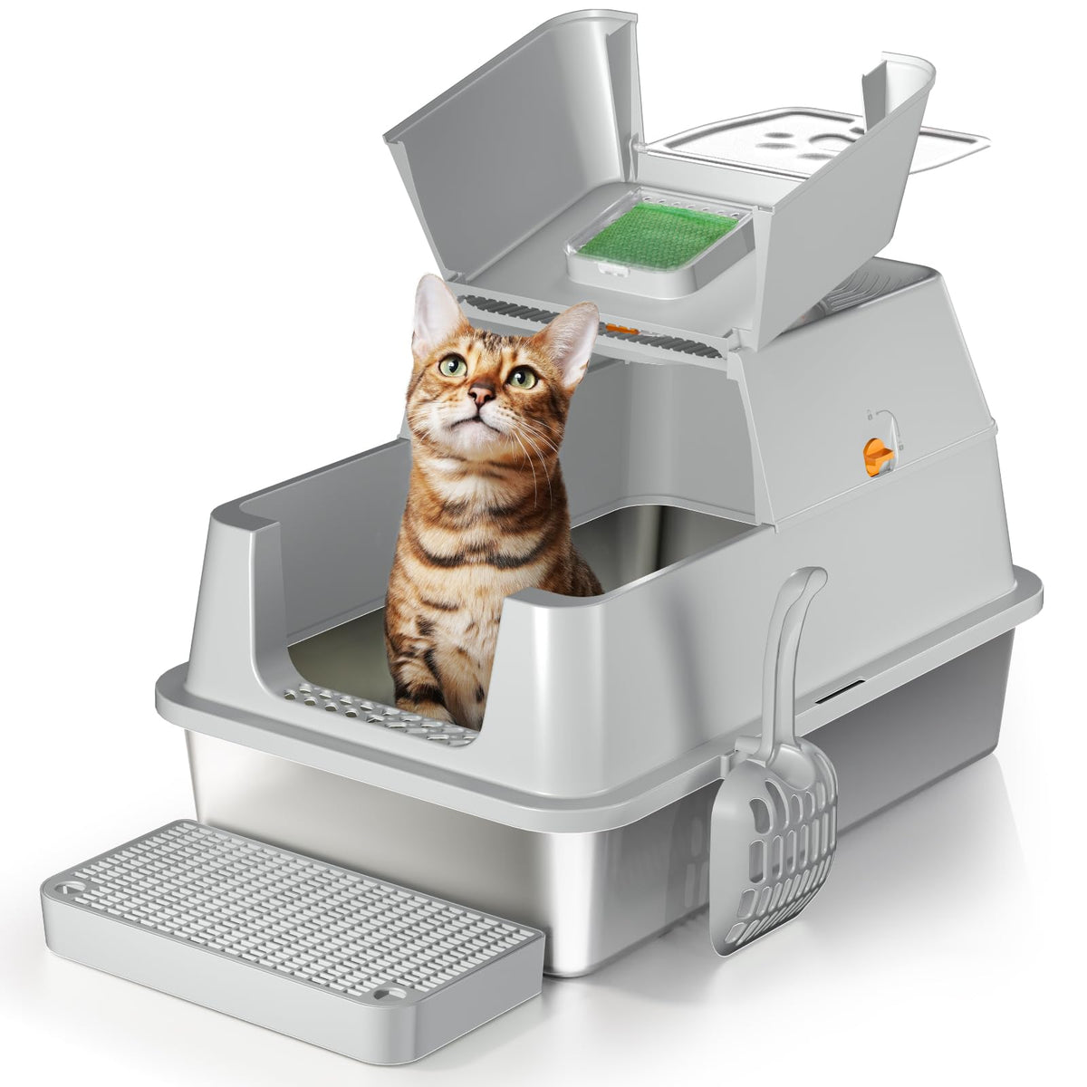 Stainless Steel XL Cat Litter Box with Lid W944