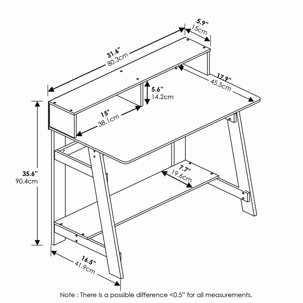32-Inch Computer Desk with Hutch Shelf E23601