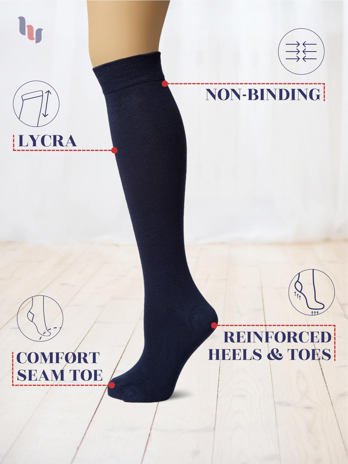 Rayon from Bamboo Knee High Socks 4 Pairs N7139