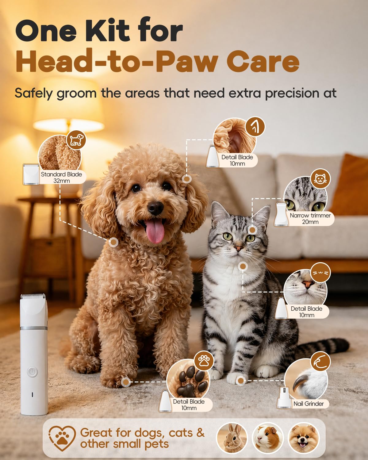 4 in 1 Dog Clippers Grooming Kit with Paw Hair Trimmer Y901204
