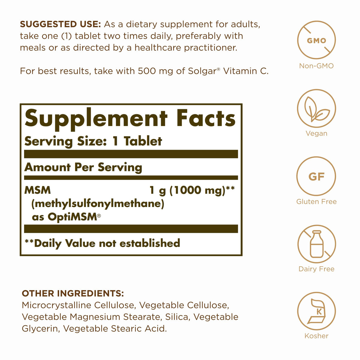 MSM 1000 mg 120 Tablets E592