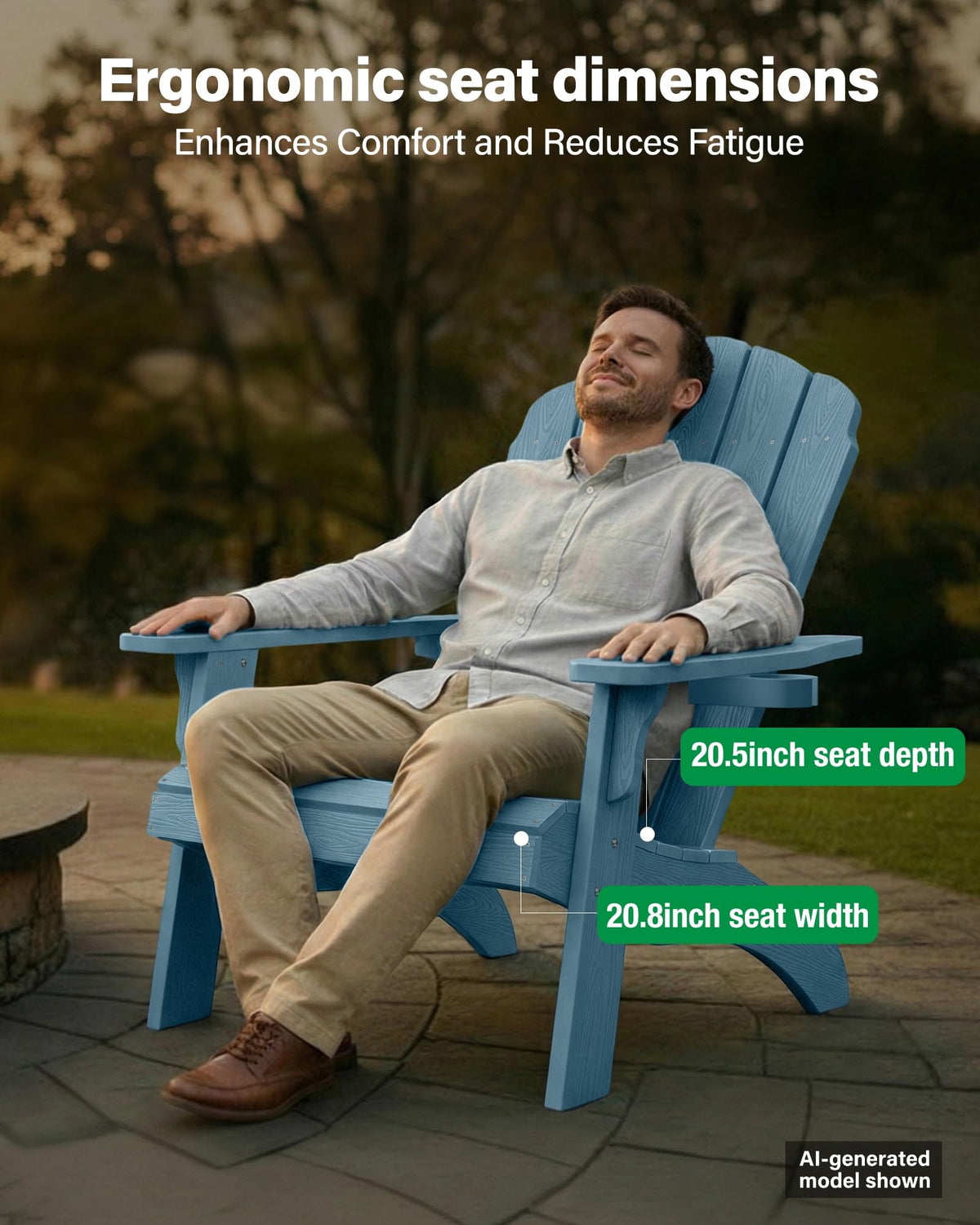 Oversized Adirondack Chair Set of 4 Blue B61328