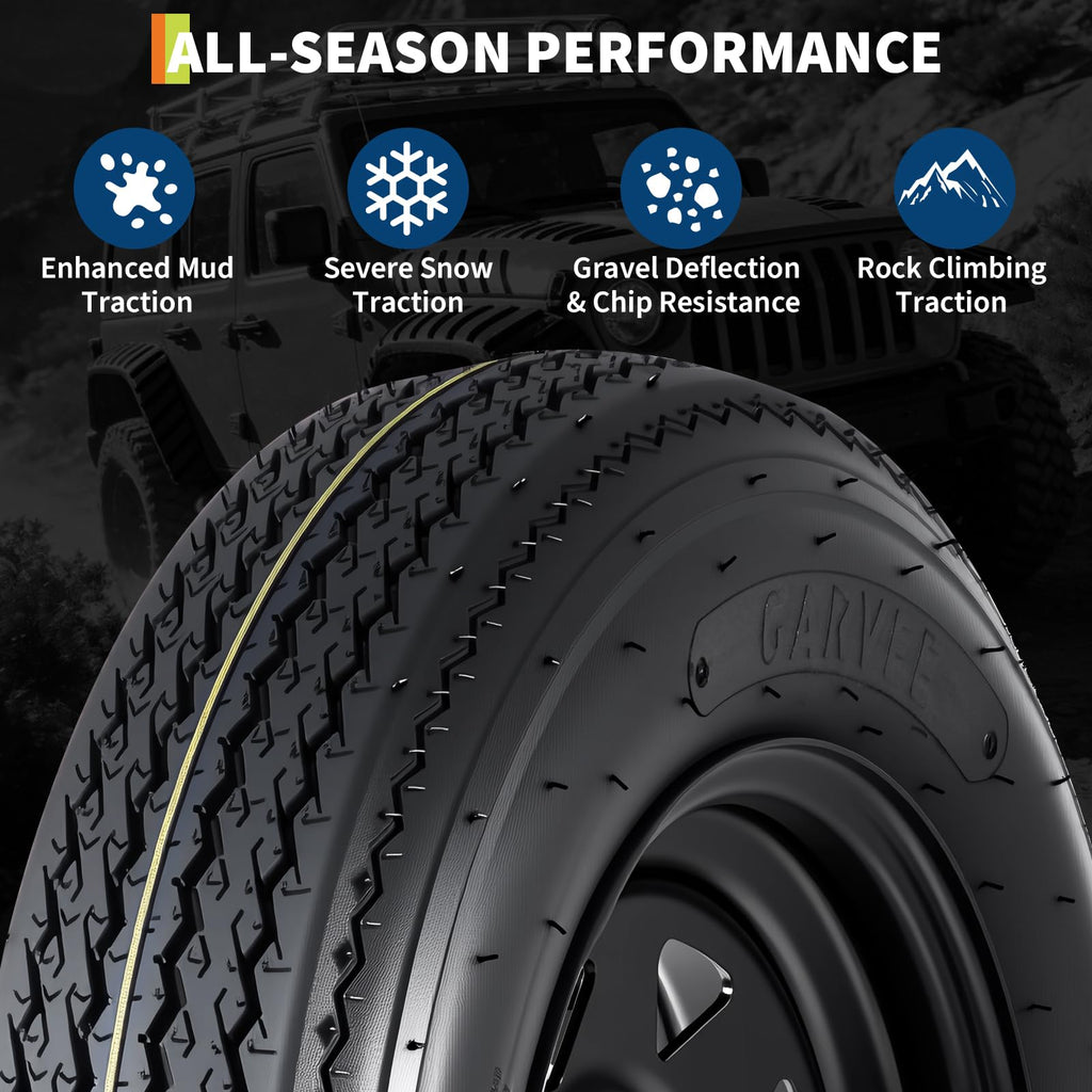 2-Pack Trailer Tire On Rim 5.30-12 4 Lug 12 in Wheels Load Range C Black L984485