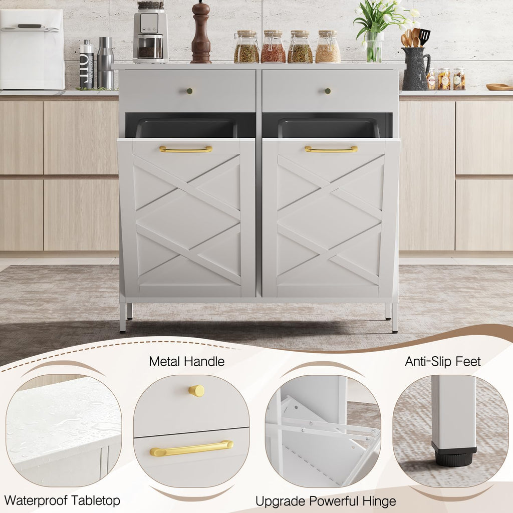 10 Gallon Metal Double Tilt Out Trash Can Cabinet S456