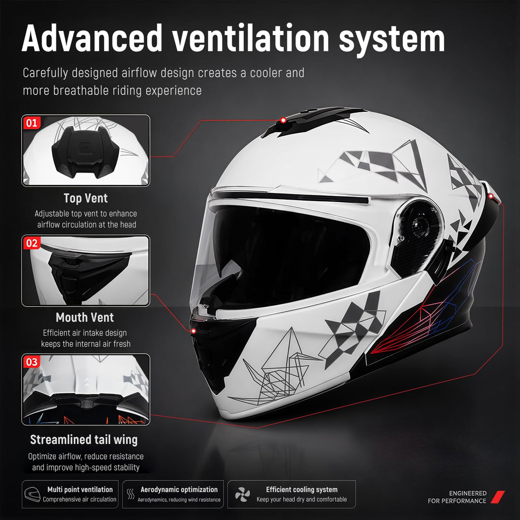 DOT Approved Flip Up Full Face Dual Visor Motorcycle Helmet Z3854