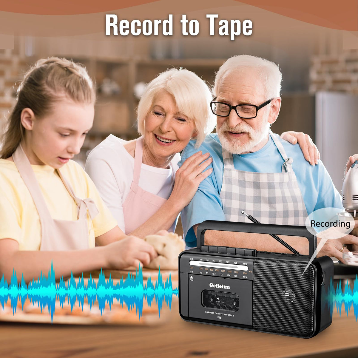 Cassette Tape Player Bluetooth Boombox AM/FM/SW Radio Stereo J10671