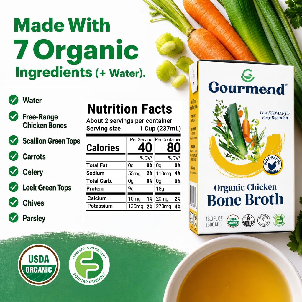 Organic Unsalted Chicken Bone Broth 16.9oz 3 Pack Y400