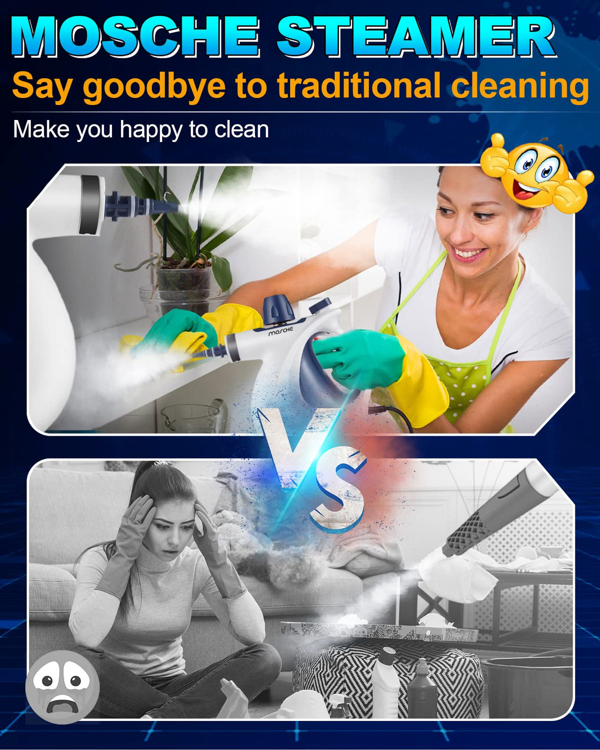 Handheld Portable Steam Cleaner with 11-Piece Accessory Set P250121