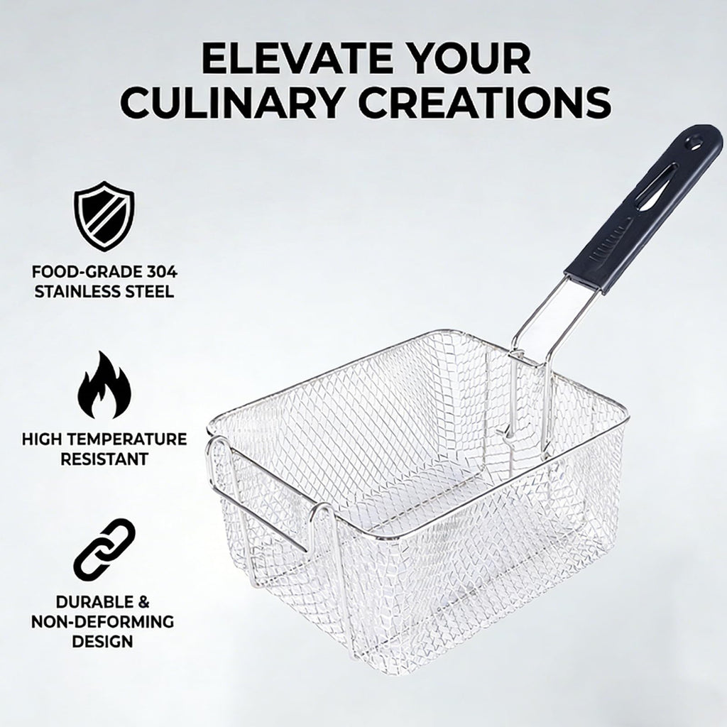 Stainless Steel Fry Basket with Detachable Handle J77513