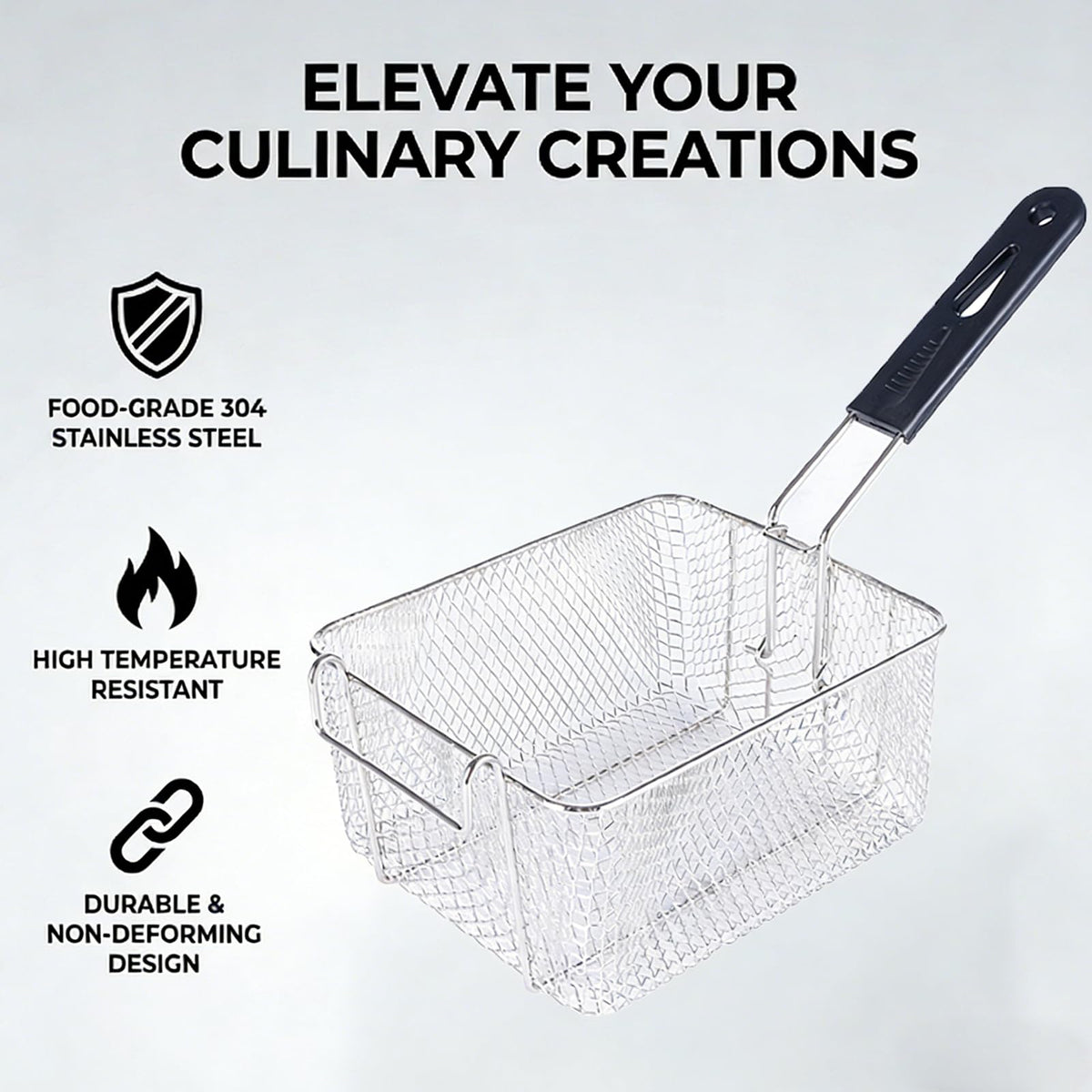 Stainless Steel Fry Basket with Detachable Handle J77513