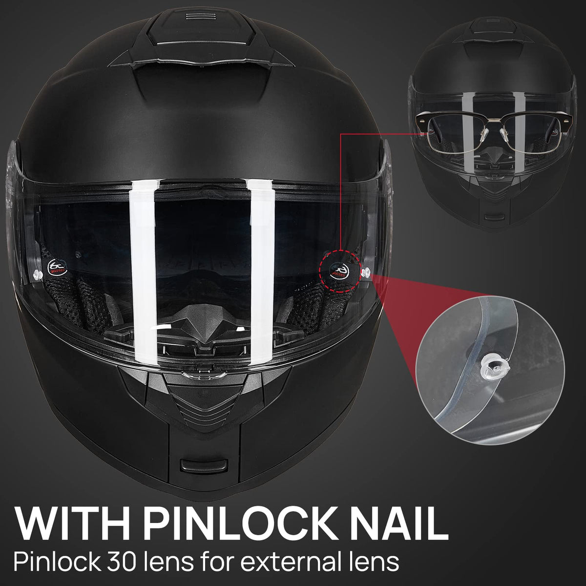 Matte Black Large Modular Full Face Motorcycle Helmet U633