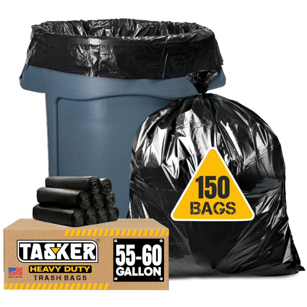 55-60 Gallon Heavy Duty Black Trash Bags 150 Bags D90282