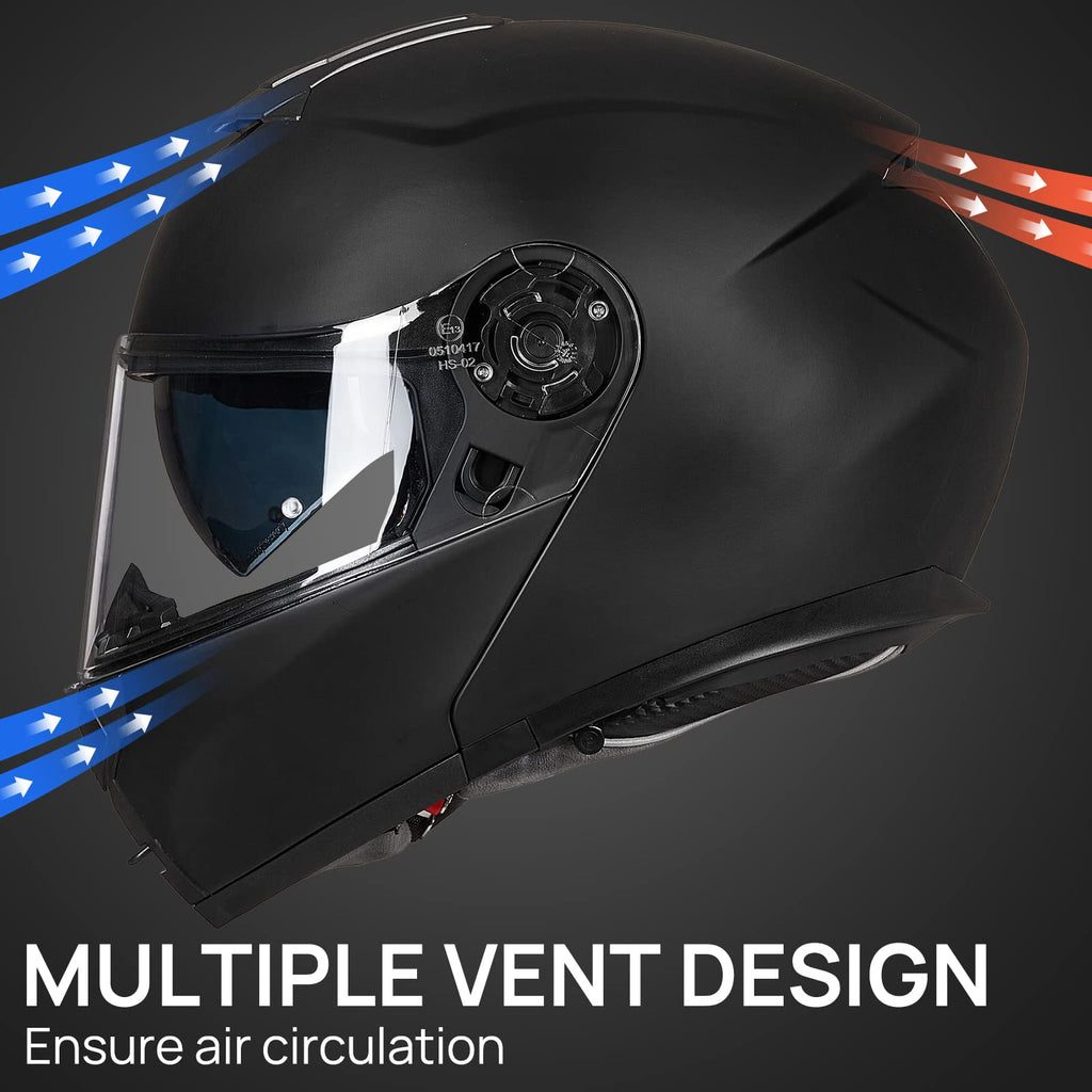 Matte Black Large Modular Full Face Motorcycle Helmet U633
