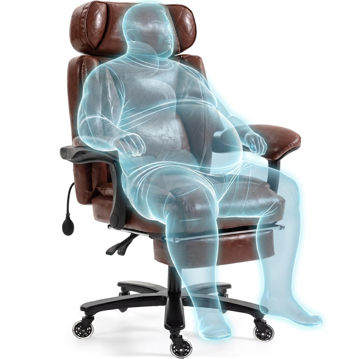 Big and Tall Executive Office Chair with Footrest, Brown T214112