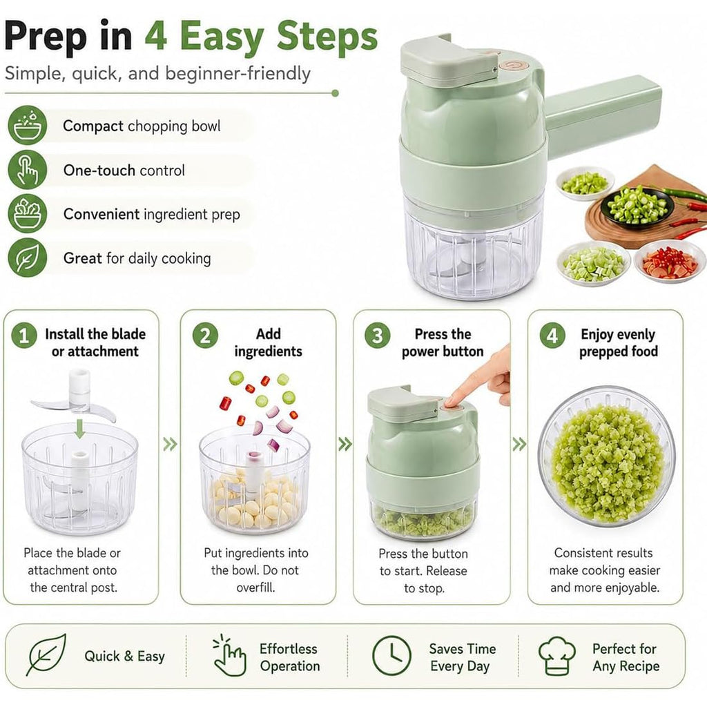 4 in 1 Handheld Electric Vegetable Chopper C408