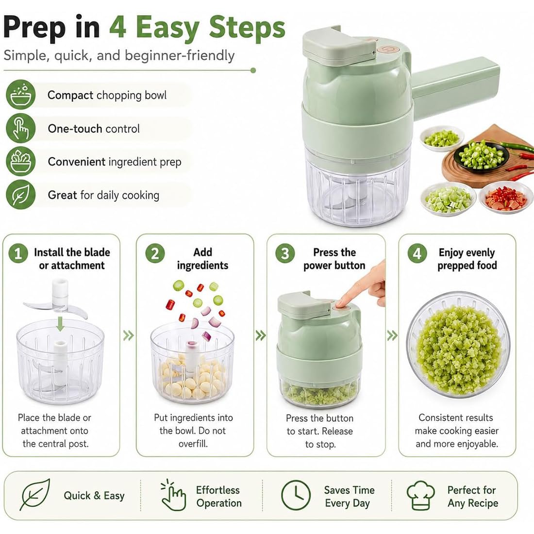 4 in 1 Handheld Electric Vegetable Chopper C408