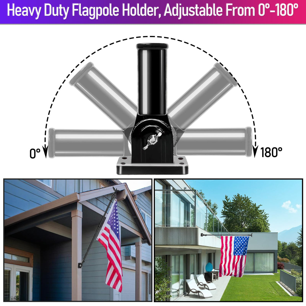 7FT Stainless Steel Flag Pole Kit with Solar Light and Adjustable Bracket M79492