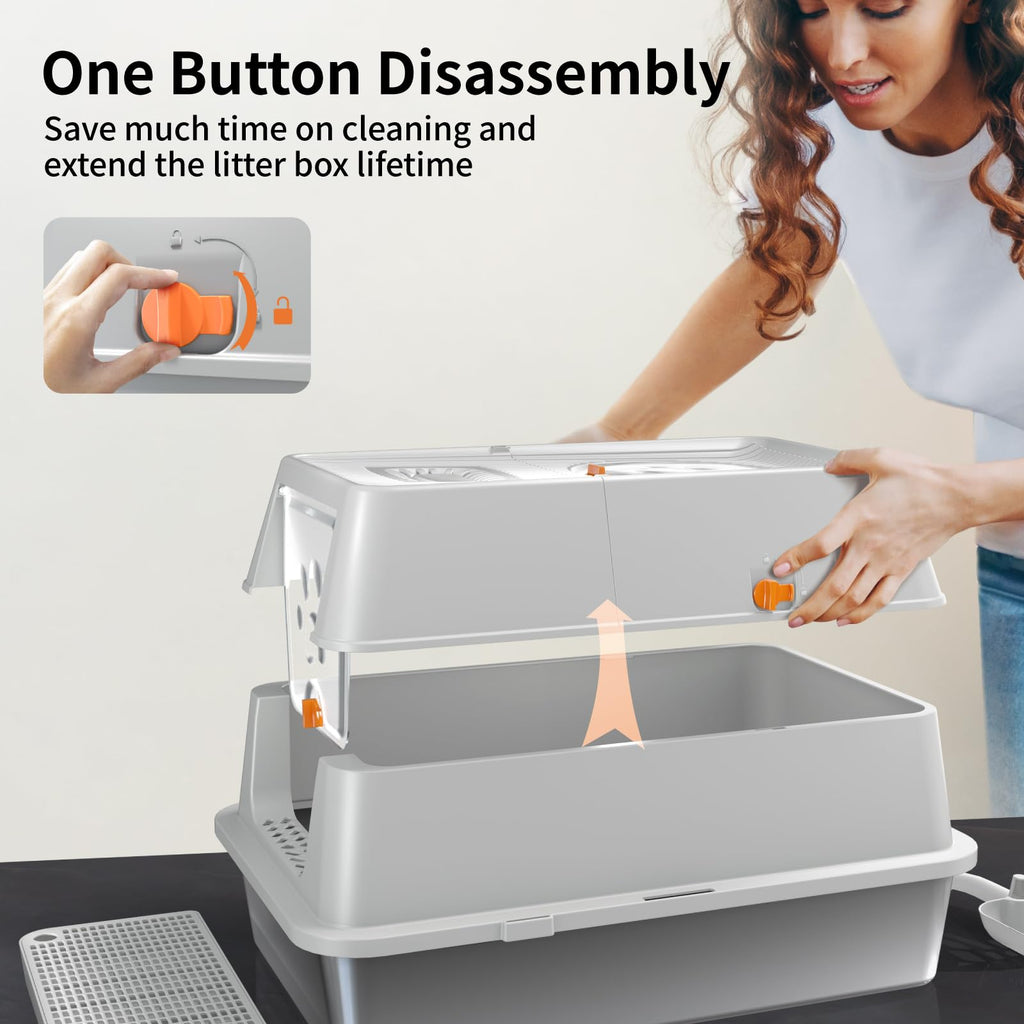Stainless Steel XL Cat Litter Box with Lid W944