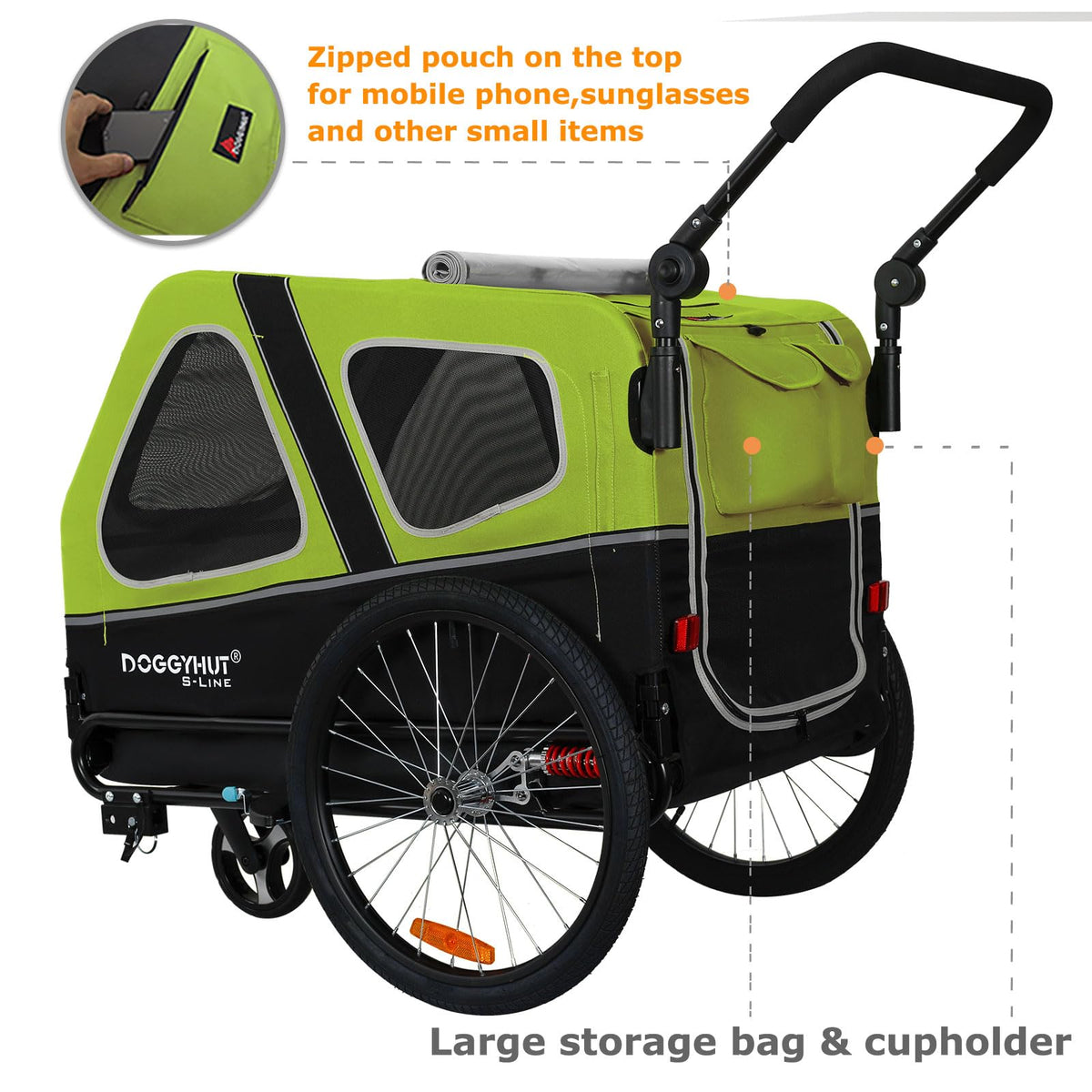 XL Pet Bike Trailer & Stroller with Suspension Wheels J81757