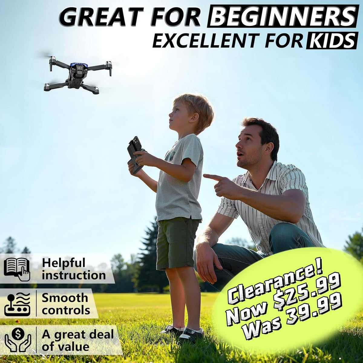 Foldable Mini FPV Drone with 1080P Camera, Carrying Case, 2 Batteries Z806
