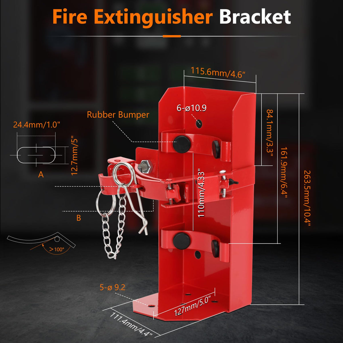 Heavy Duty Fire Extinguisher Brackets & Mounts Steel Red O67241