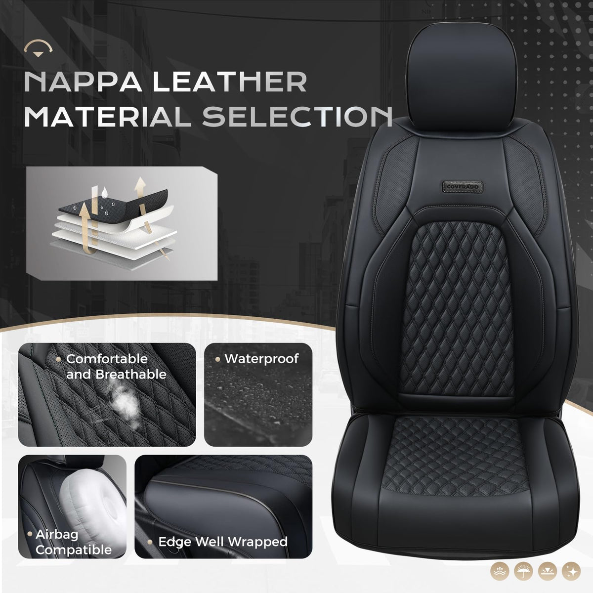 Waterproof Faux Leather Full Coverage Seat Covers S147251
