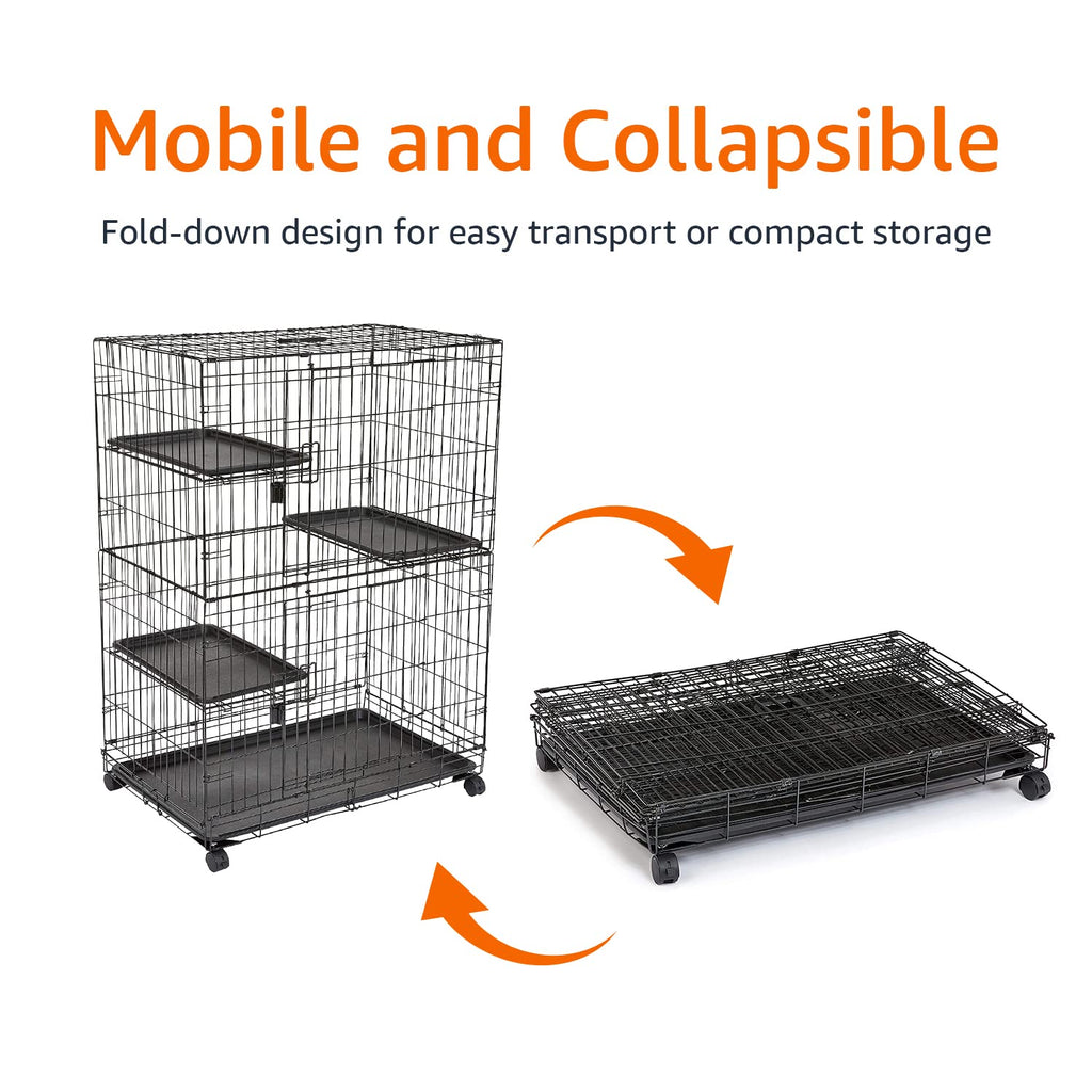 Large 3-Tier Cat Cage Playpen with Removable Tray, Black R605