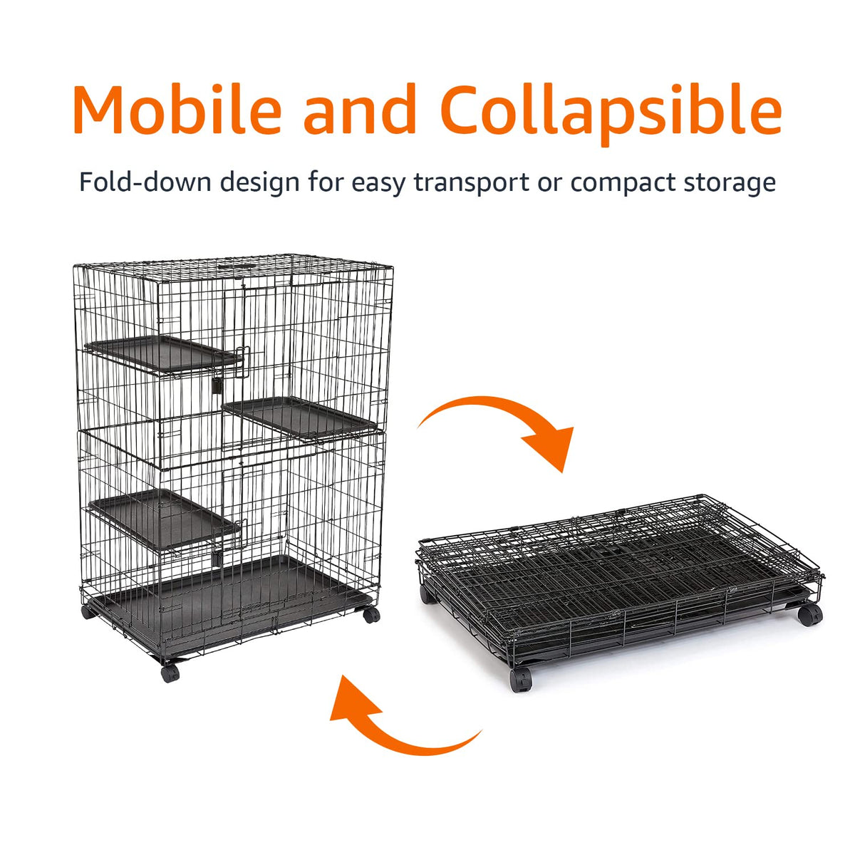 Large 3-Tier Cat Cage Playpen with Removable Tray, Black R605