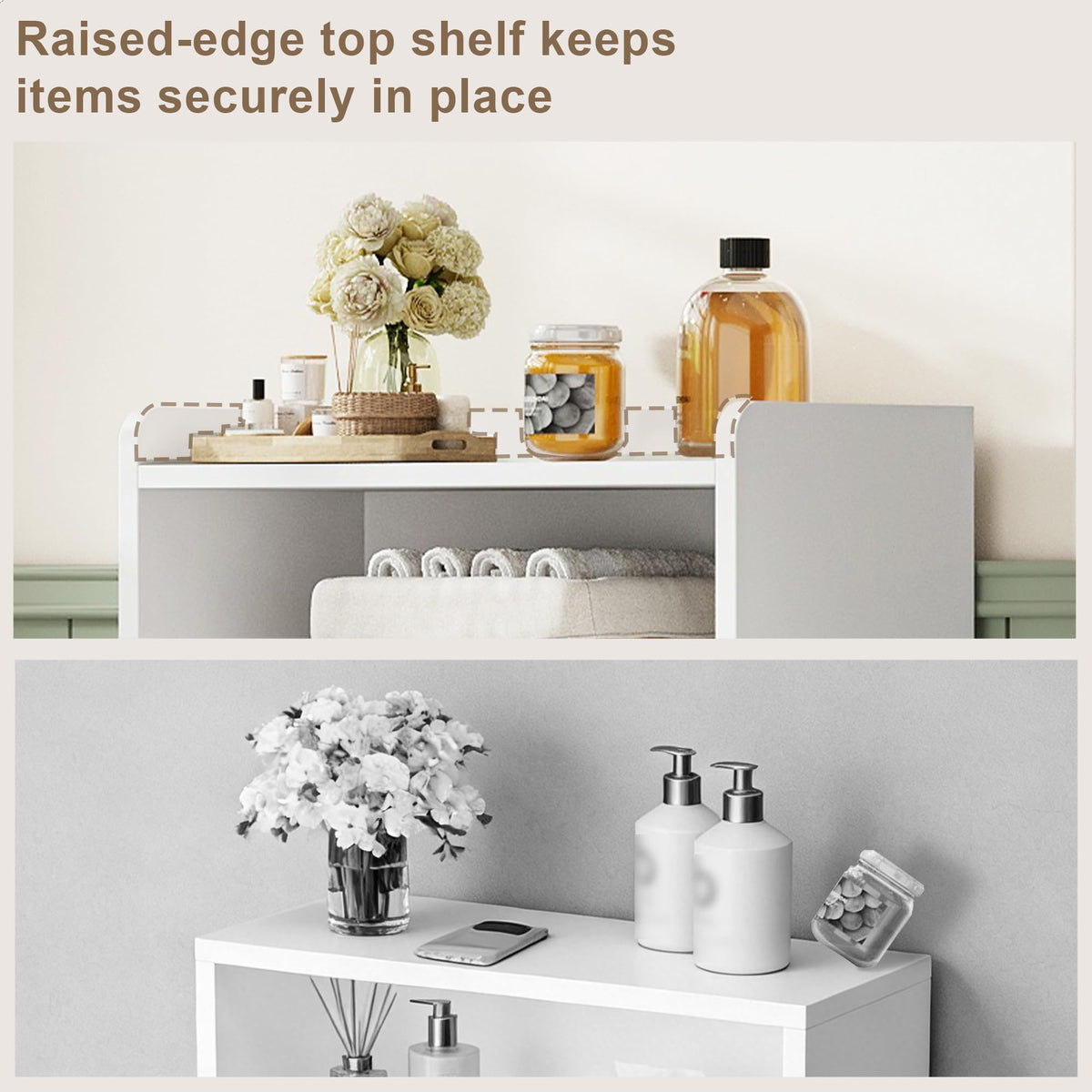 Small Bathroom Storage Cabinet with 2 Door and Shelves X69249