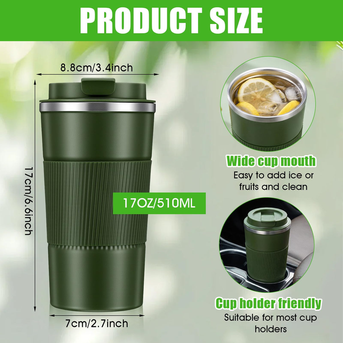 4 Pack 17oz Stainless Steel Insulated Coffee Mug with Lid C38375