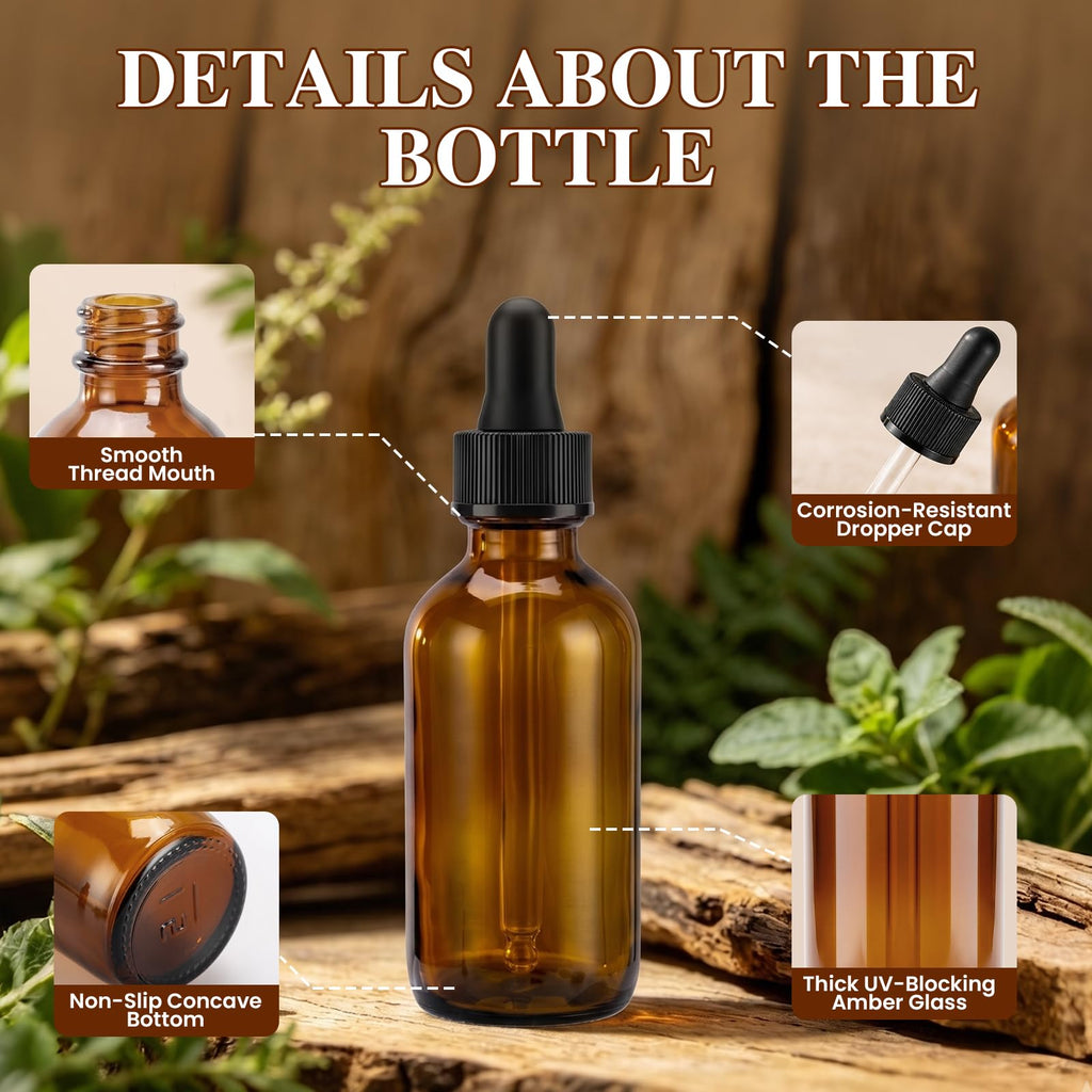 2 oz Amber Glass Dropper Bottles with Funnels, 40 Pack F6812