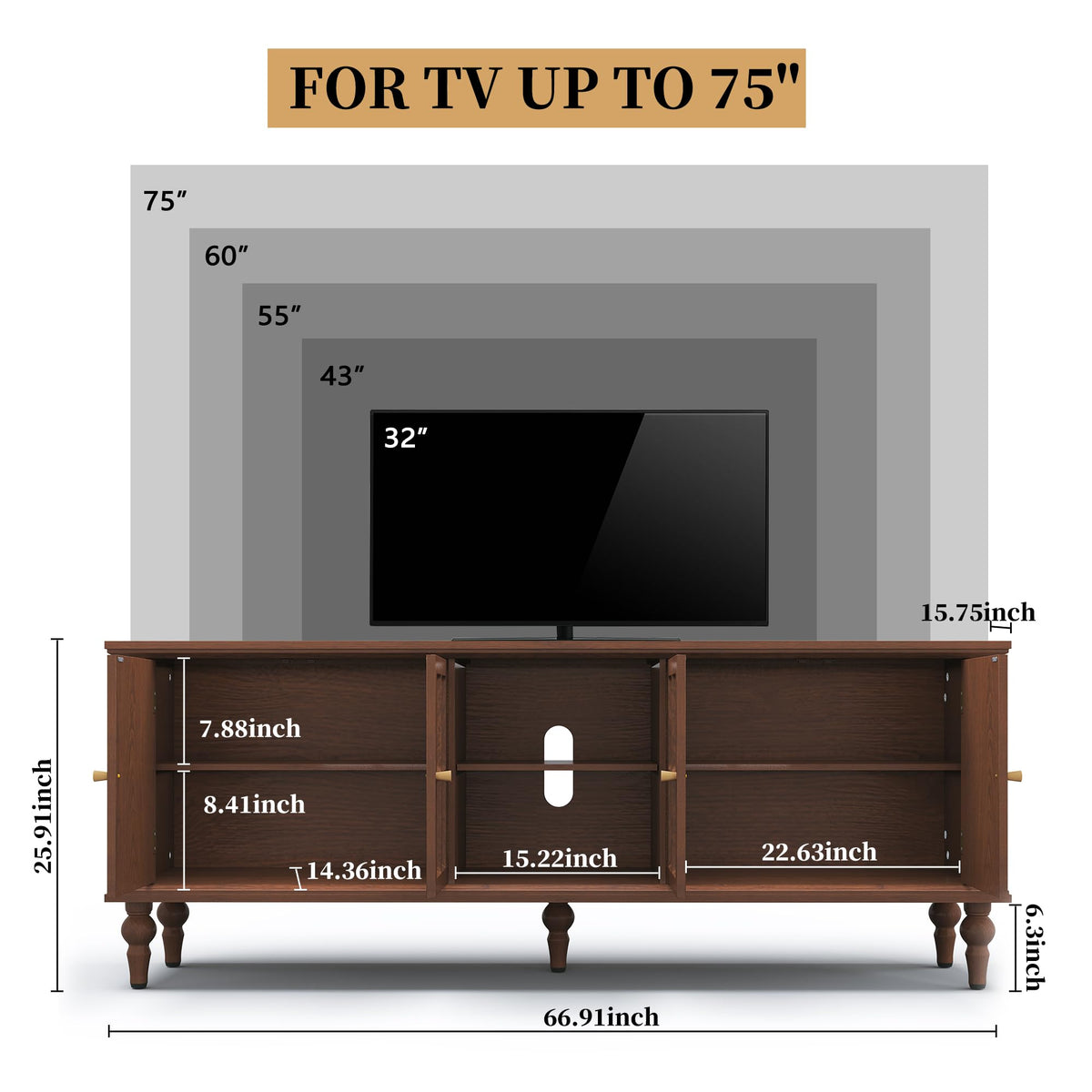 67" Mid Century Modern TV Stand Q613135