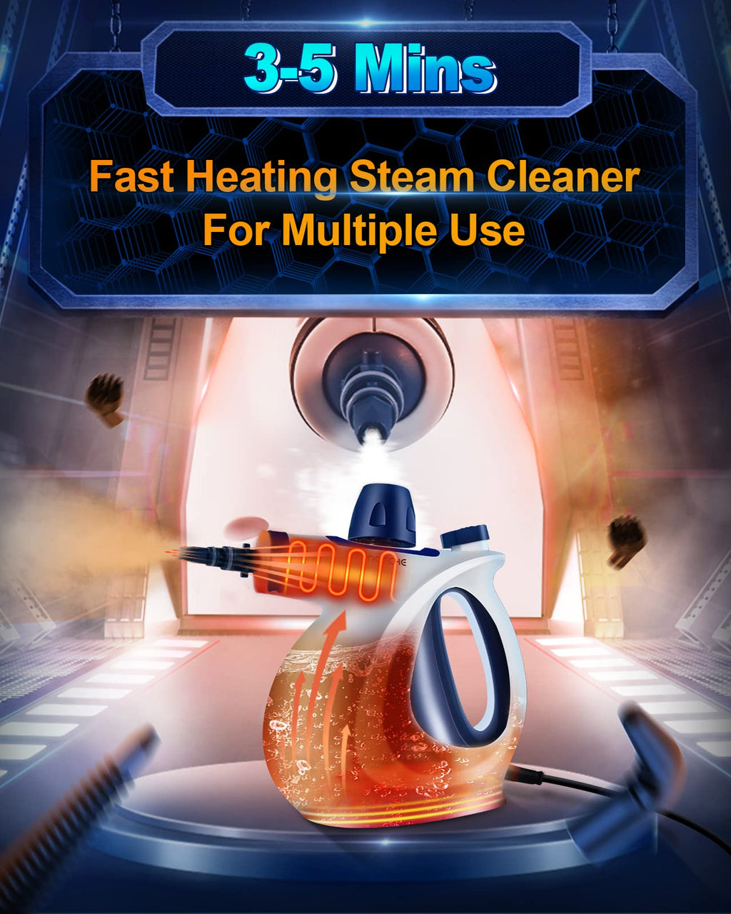 Handheld Portable Steam Cleaner with 11-Piece Accessory Set P250121
