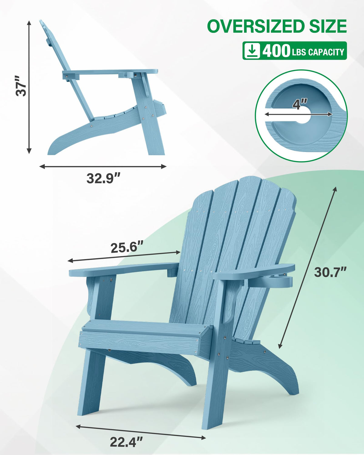 Oversized Adirondack Chair Set of 4 Blue B61328