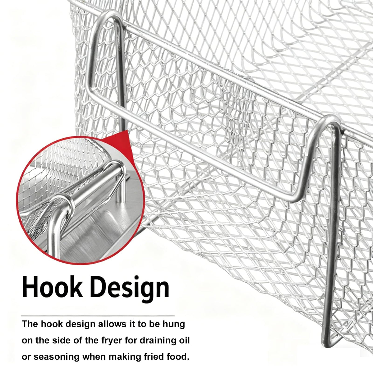 Stainless Steel Fry Basket with Detachable Handle J77513