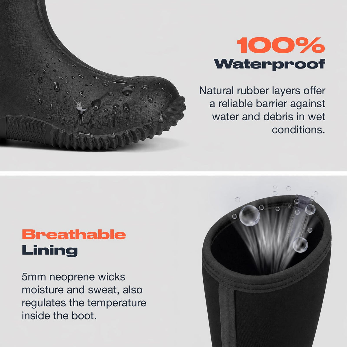 Women's Waterproof Insulated Neoprene Rubber Rain Boots X999572