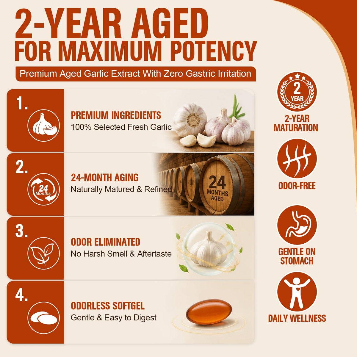 Aged Garlic Extract 1200 mg Softgels with CoQ10 Ubiquinol & Vitamin K2 180 Counts D204