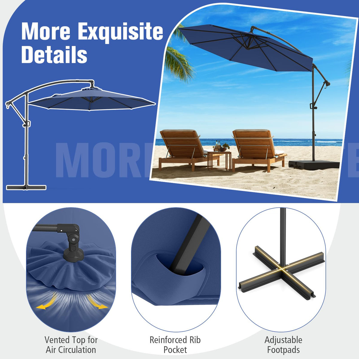 10 FT Navy Offset Cantilever Umbrella X780665